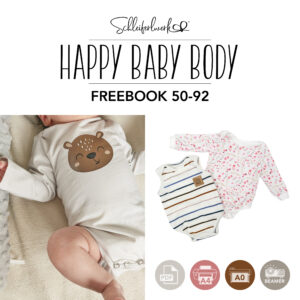 eBook-Cover Schnittmuster „Happy Baby Body“ – Freebook Babybody nähen in Größe 50 bis 92