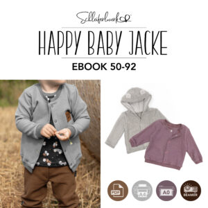 eBook-Cover Schnittmuster „Happy Baby Jacke“ – Babyjacke nähen in Größe 50 bis 92